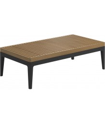 Gloster - Grid Lounge Small Coffee Table With Buffed Teak Top